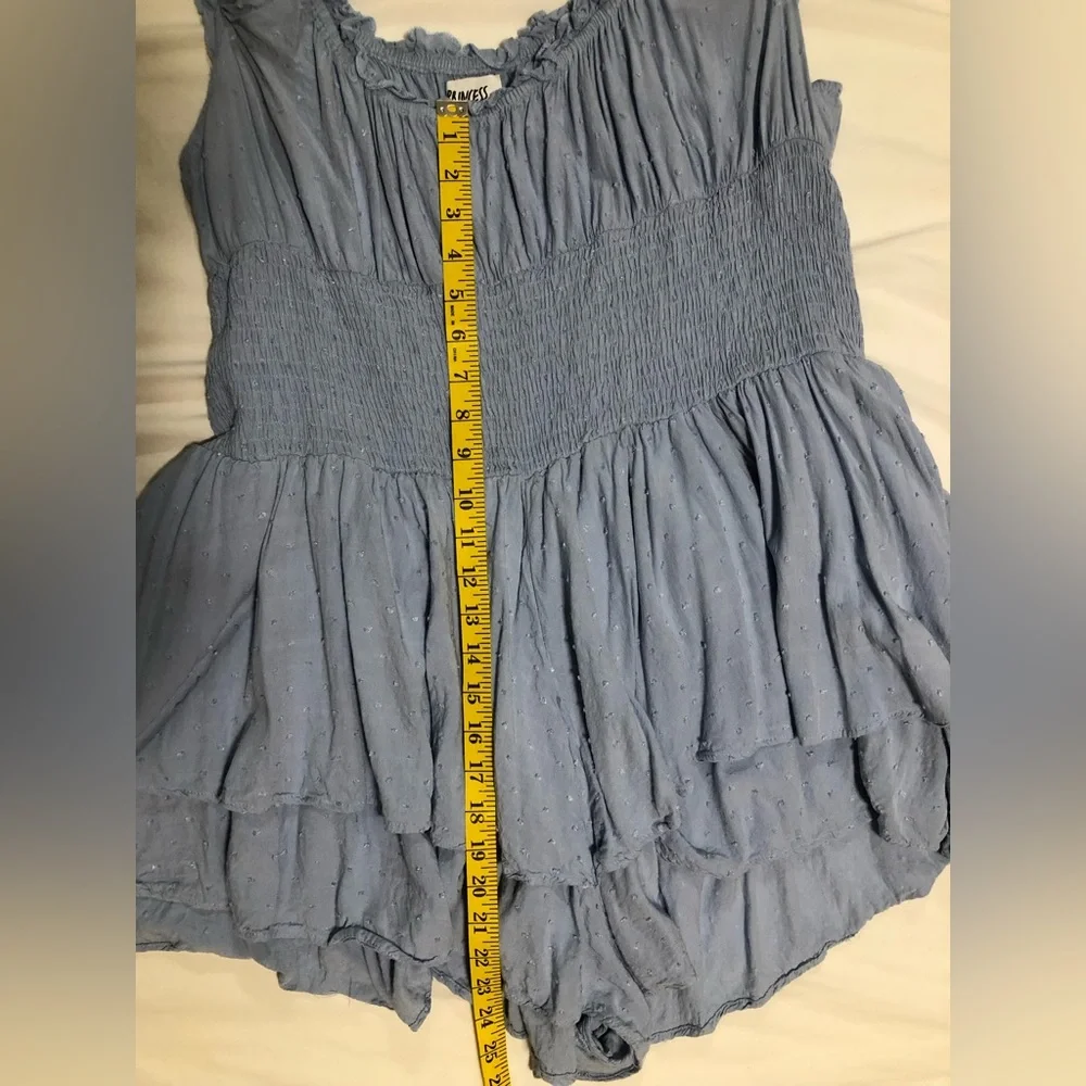 Princess Polly,Love Galore,blue off the shoulder shirred waist ruffle romper, 18 - Picture 12 of 12